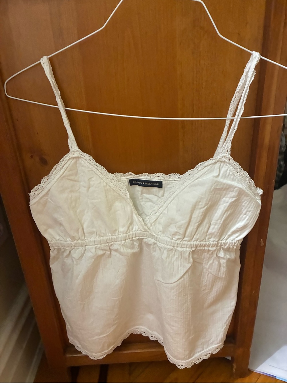 Brandy Melville Cream Lace-Trim Spaghetti Strap Cami